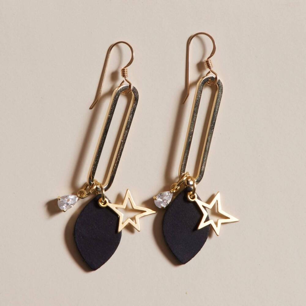 NEW NICKEL & SUEDE colette earrings in black